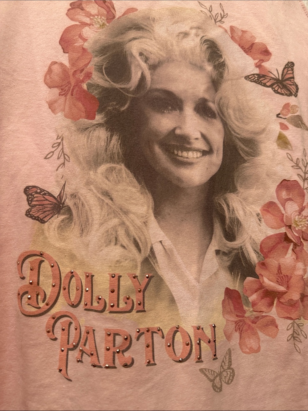 Pink Raglan Graphic Short Sleeve Tee - Dolly Parton Motif - Picture 4 of 7